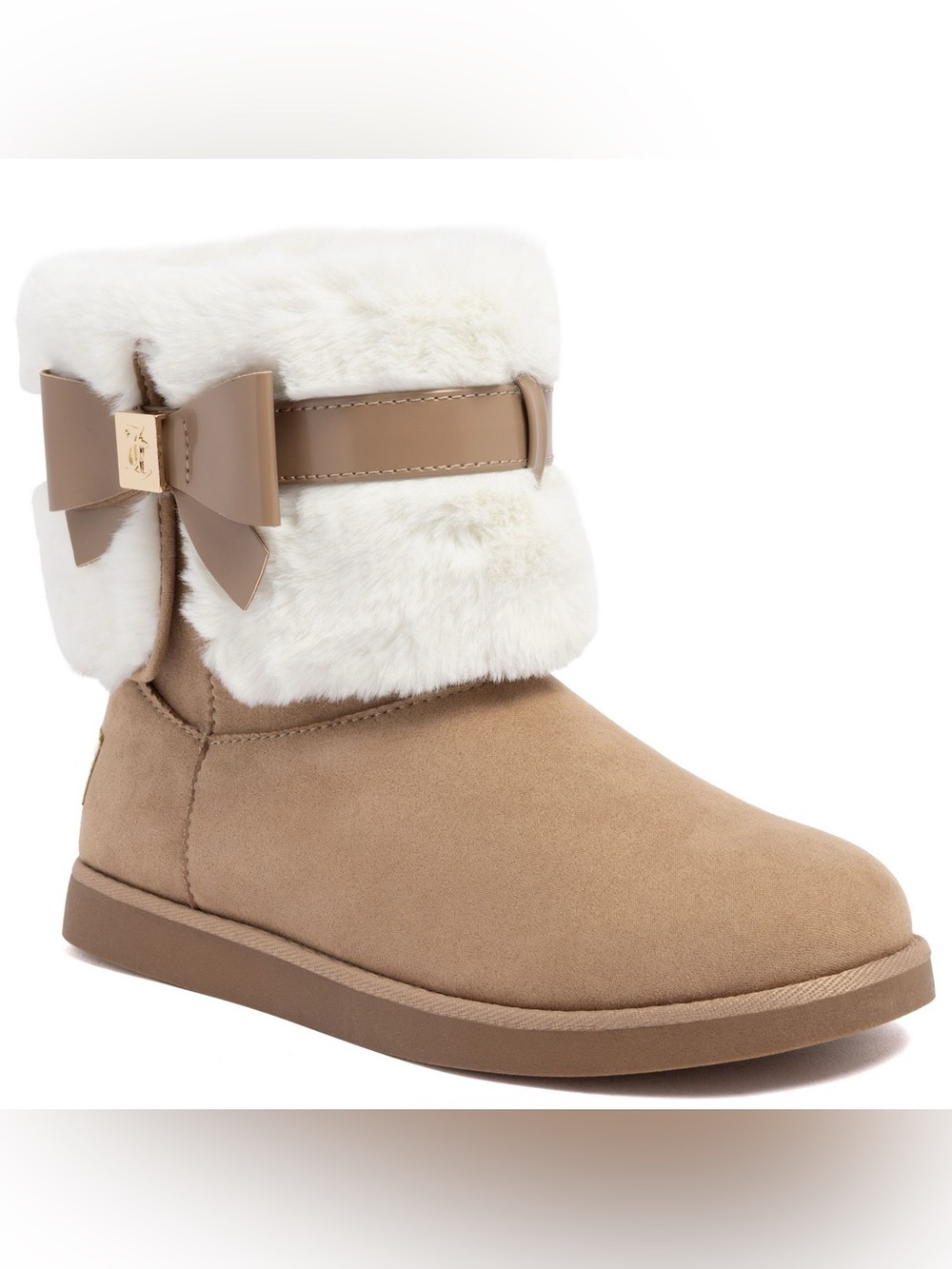 NEW Juicy Couture Tan Ankle Boots with Fur Cuff - Size 8